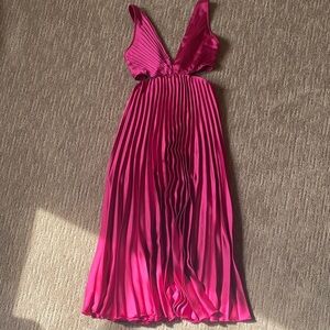 Abercrombie & Fitch Pleated Pink Cutout Midi Dress Valentines Day